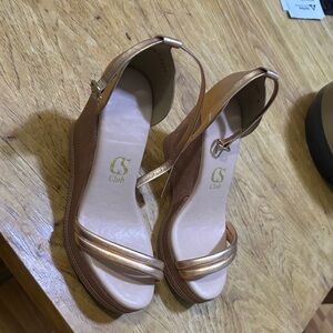 Women's Rose Gold Slingback Wedge Heels